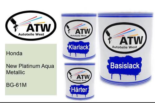 Honda, New Platinum Aqua Metallic, BG-61M: 1L Lackdose + 1L Klarlack + 500ml Härter - Set, von ATW Autoteile West.